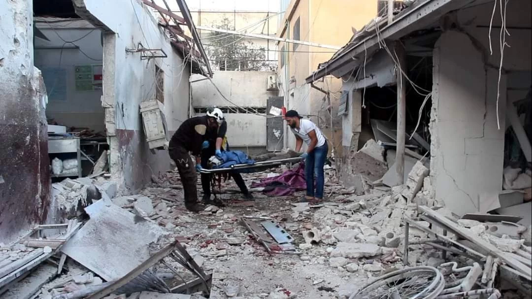 آثار قصف مشفى الشفاء في مدينة عفرين من قبل قسد